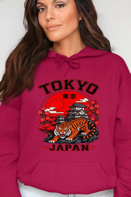 tokyo jp tiger - Sweat Capuche Femme-BORDEAUX