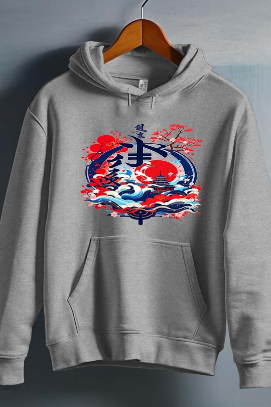 japan castle - Sweat capuche Homme-GRIS