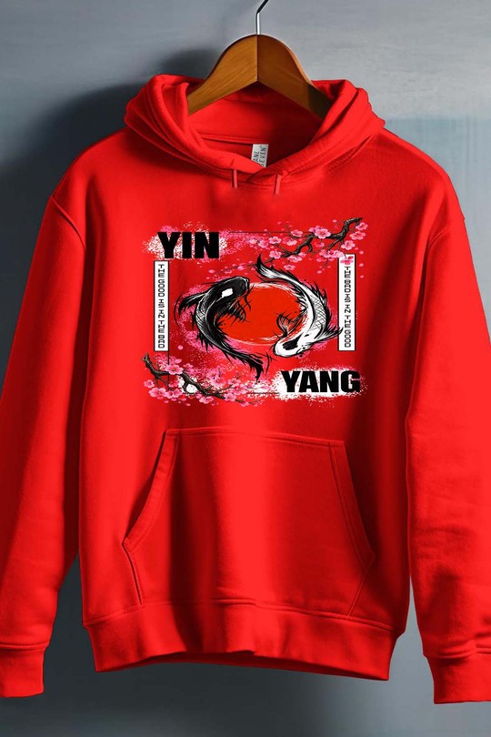sakura yin yong - Sweat capuche Homme-ROUGE