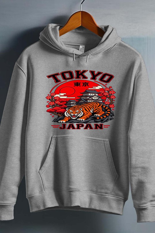tokyo jp tiger - Sweat capuche Homme-GRIS