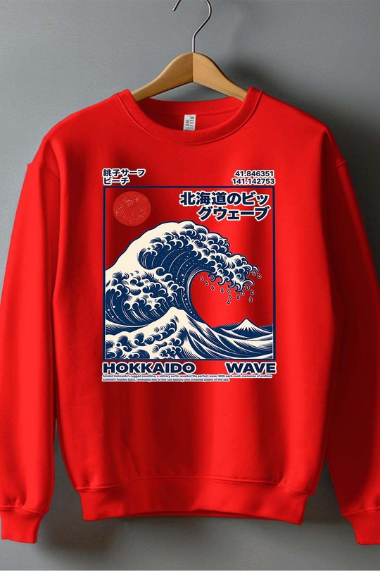 eastern art japan 3 - Sweat Col Rond Homme-ROUGE