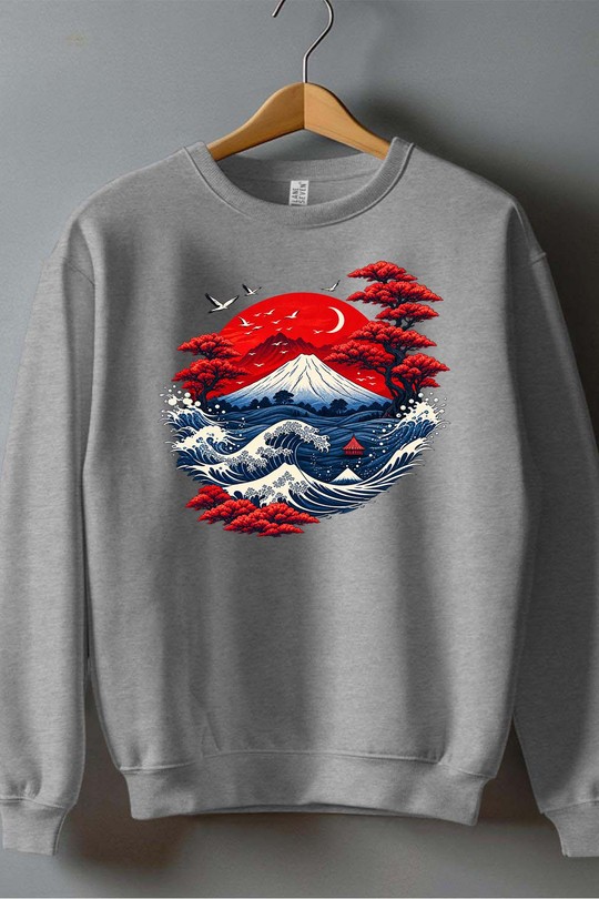 japan fuji - Sweat Col Rond Homme-GRIS