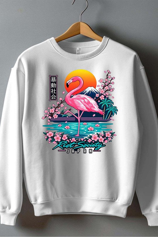 sakura japan - Sweat Col Rond Homme-BLANC
