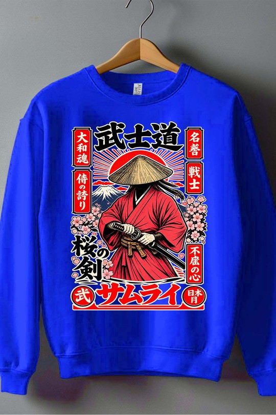 samurai japan - Sweat Col Rond Homme-BLEU ROI