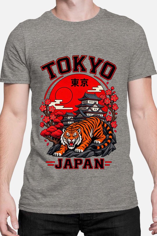 tokyo jp tiger - Tshirt Homme-GRIS