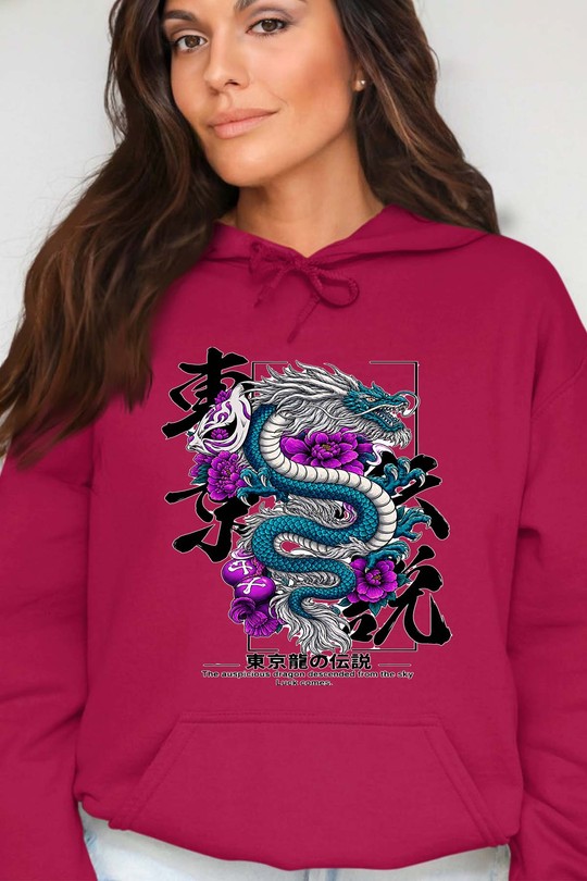 blue dragon warrior - Sweat Capuche Femme-BORDEAUX