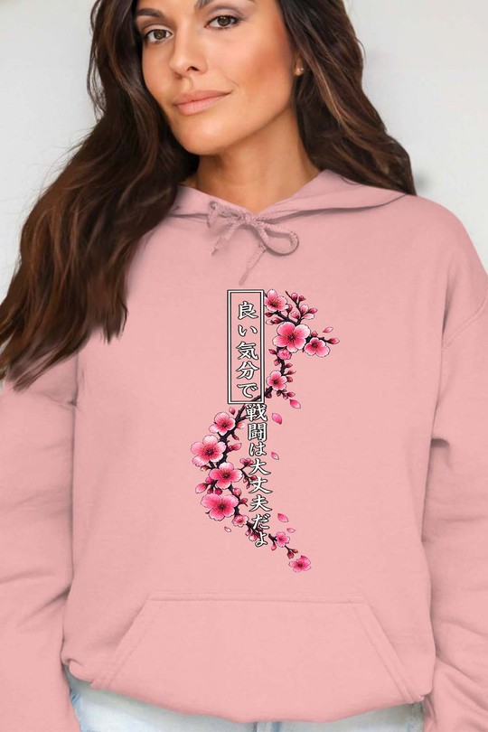 Cherry Blossom Hannya Warrior - Sweat Capuche Femme-ROSE