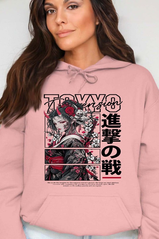 Japanese Crane - Sweat Capuche Femme-ROSE