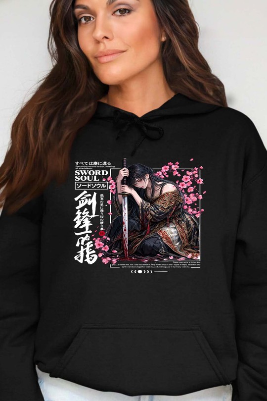 Samurai Sword Warrior - Sweat Capuche Femme-NOIR