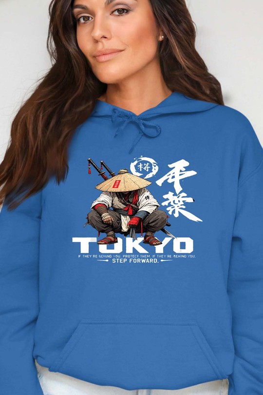 Tokyo Oni Warrior - Sweat Capuche Femme-BLEU ROI