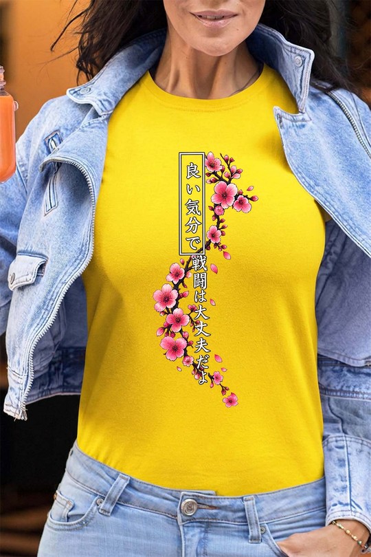Cherry Blossom Hannya Warrior - Tshirt Femme - FC-JAUNE