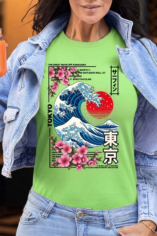 Hokkaido Great Wave - Tshirt Femme - FC-VERT CLAIR