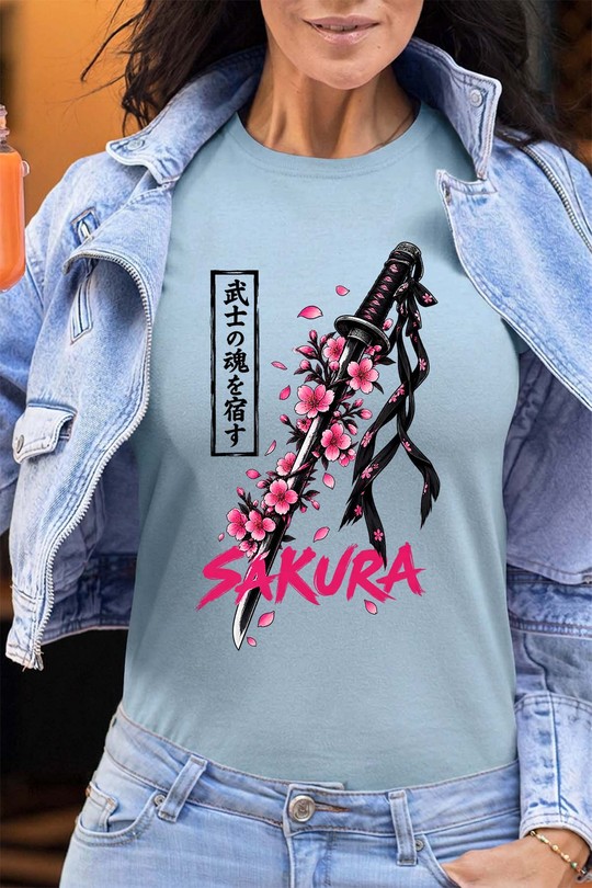 Sword Soul Samurai - Tshirt Femme - FC-BLEU CIEL