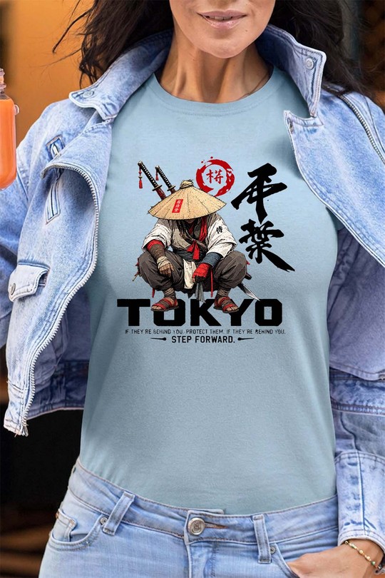 Tokyo Oni Warrior - Tshirt Femme - FC-BLEU CIEL