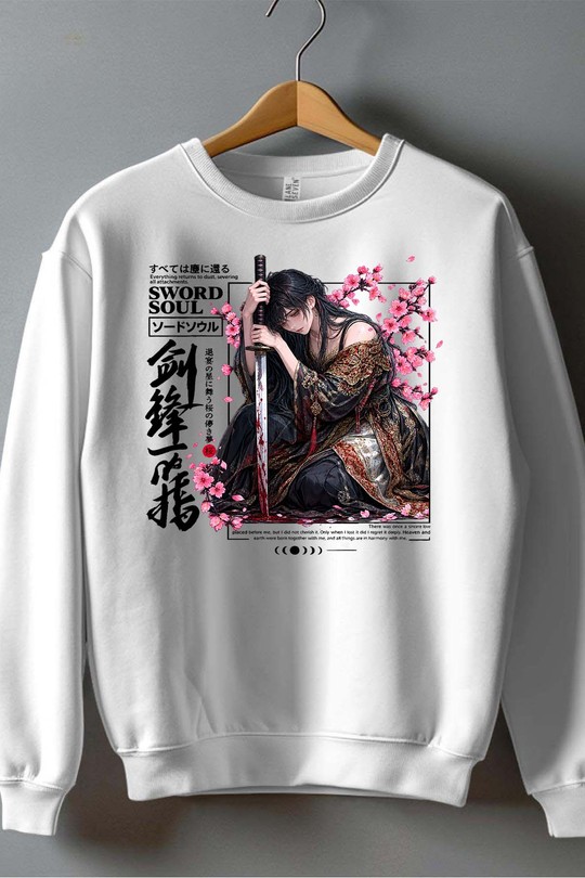 Samurai Sword Warrior - Sweat Col Rond Garçon-BLANC