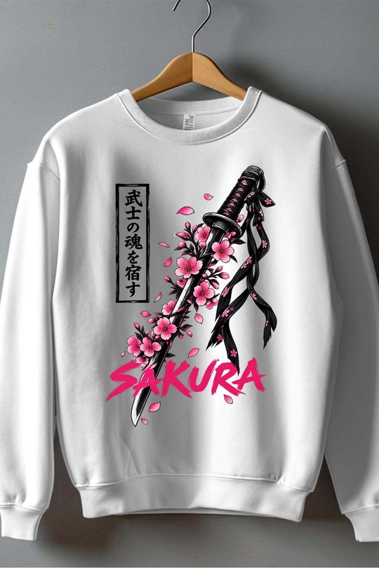 Sword Soul Samurai - Sweat Col Rond Garçon-BLANC