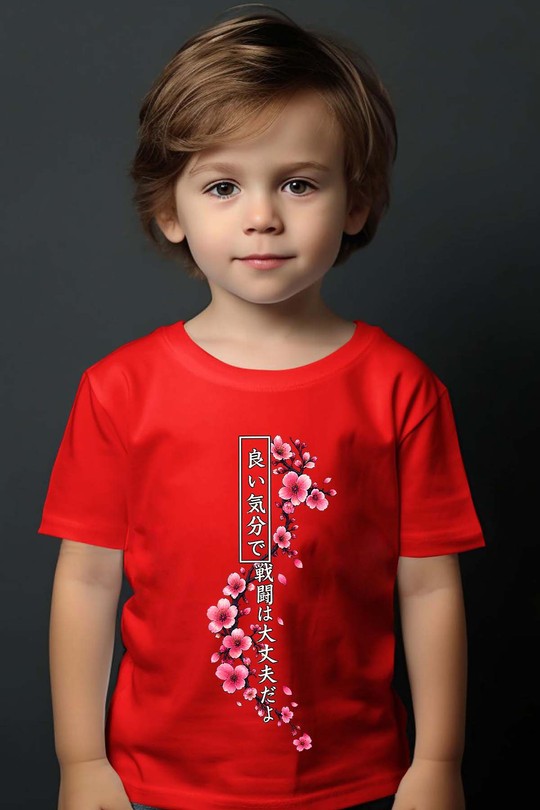 Cherry Blossom Hannya Warrior - Tshirt Garçon-ROUGE