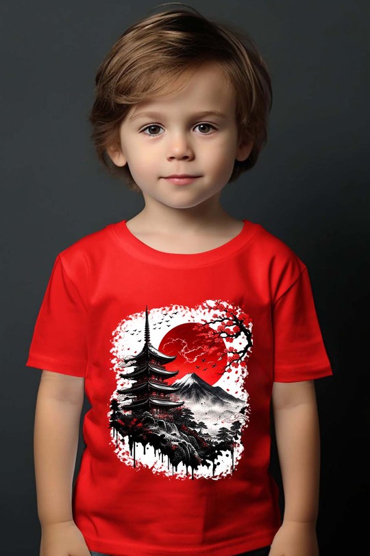 Red Sun sakura - Tshirt Garçon-ROUGE