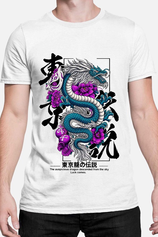 blue dragon warrior - Tshirt Homme-BLANC