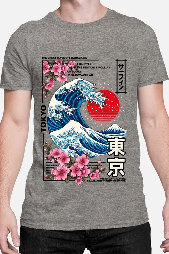 Hokkaido Great Wave - Tshirt Homme-GRIS