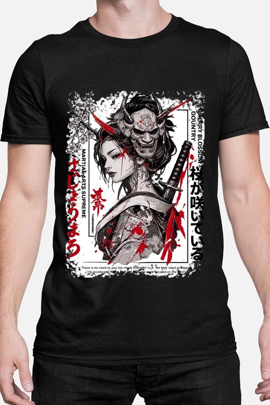 Oni Warrior crane - Tshirt Homme-NOIR