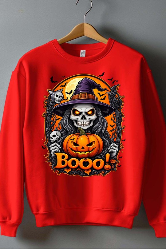 boo witche halloween - Sweat Col Rond Homme-ROUGE