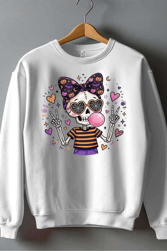chwing skull halloween - Sweat Col Rond Homme-BLANC