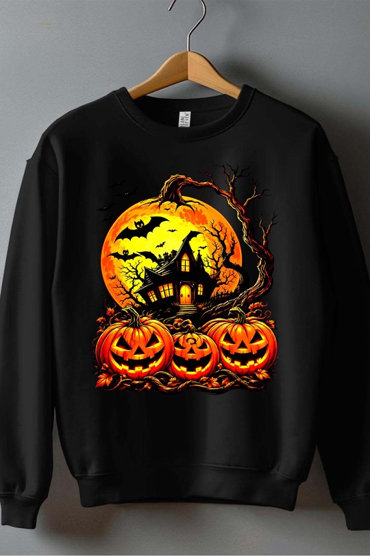 halloween castle - Sweat Col Rond Homme-NOIR