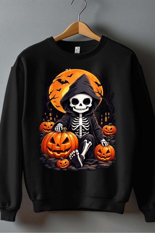 skull grave haloween - Sweat Col Rond Homme-NOIR