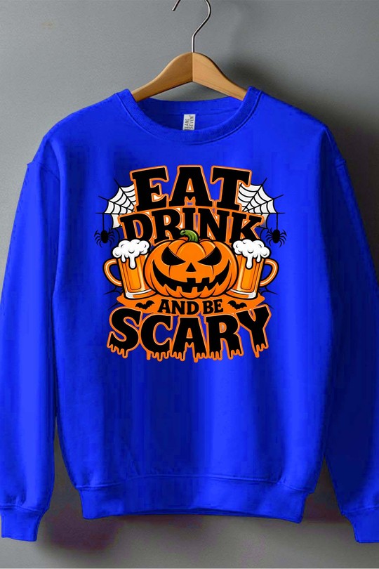 eat drink halloween - Sweat Col Rond Homme-BLEU ROI