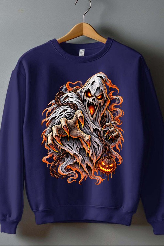 the fear halloween - Sweat Col Rond Homme-MARINE