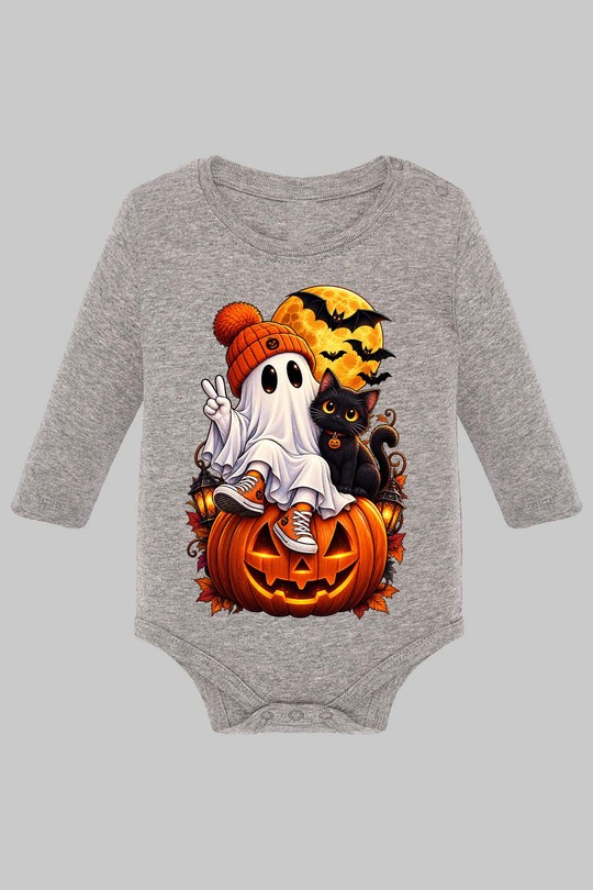 amis spooky halloween - Body Manche longue bébé-GRIS