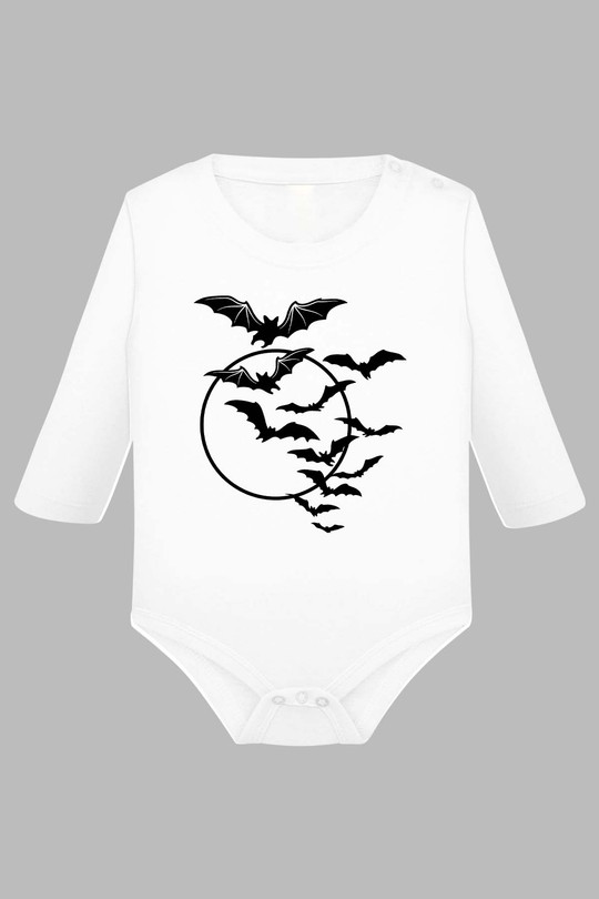 bat moon halloween - Body Manche longue bébé-BLANC