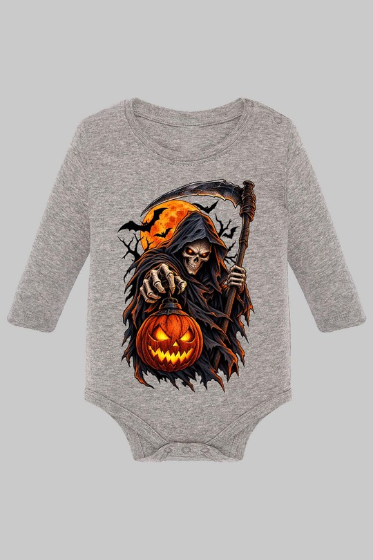 skull light halloween - Body Manche longue bébé-GRIS