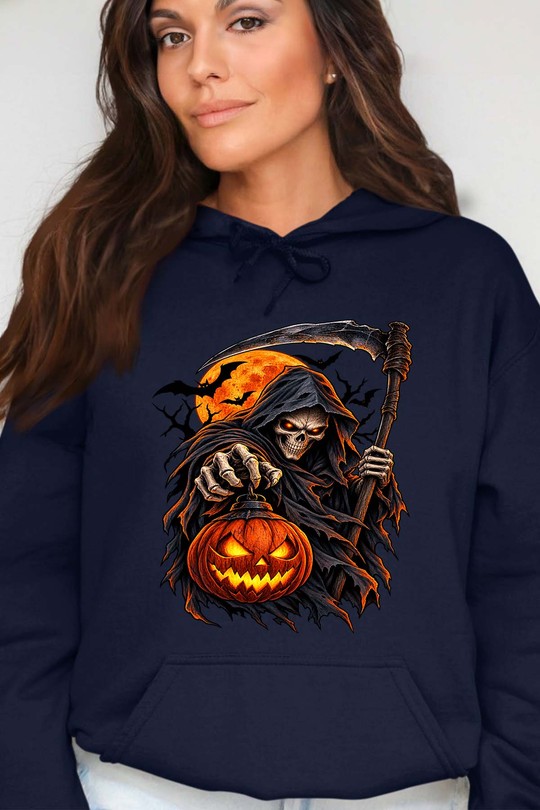 skull light halloween - Sweat Capuche Femme-MARINE