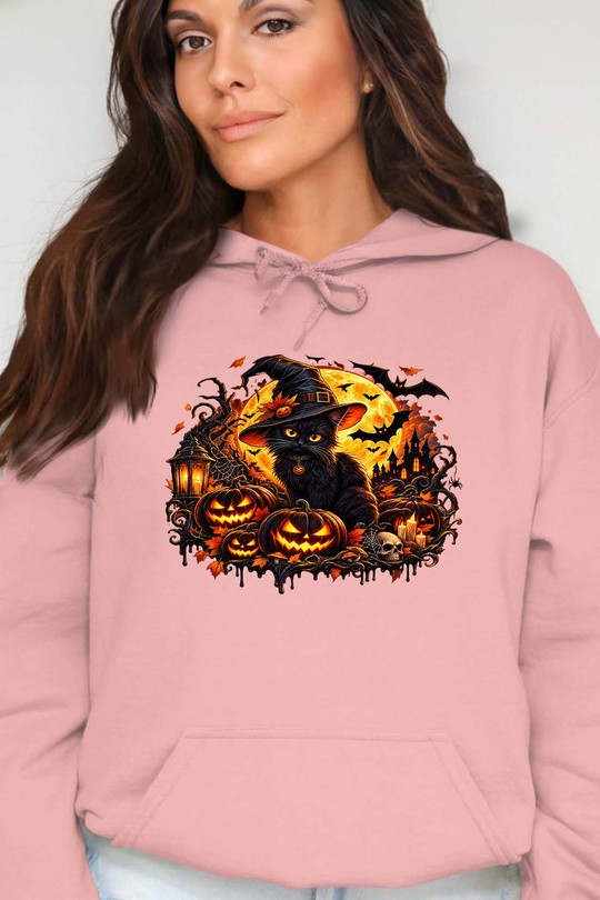 witch cat halloween - Sweat Capuche Femme-ROSE