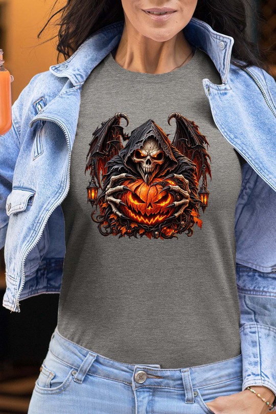 skull fire halloween - Tshirt Femme-GRIS