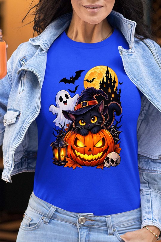 spoky cat halloween - Tshirt Femme-BLEU ROI