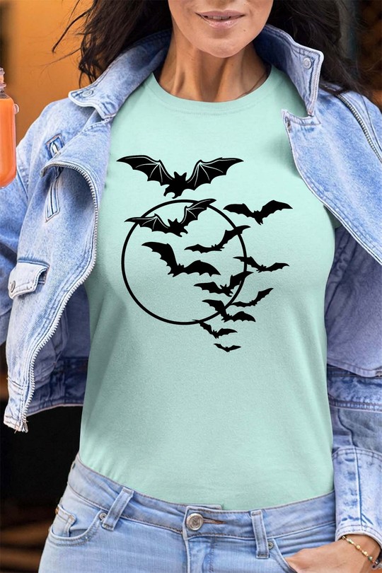 bat moon halloween - Tshirt Femme - FC-VERT D'EAU