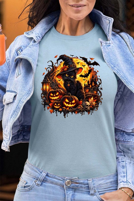 witch cat halloween - Tshirt Femme - FC-BLEU CIEL