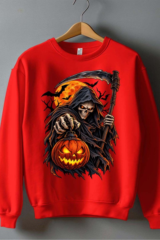 skull light halloween - Sweat Col Rond Garçon-ROUGE
