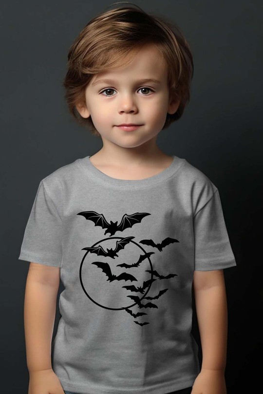 bat moon halloween - Tshirt Garçon-GRIS
