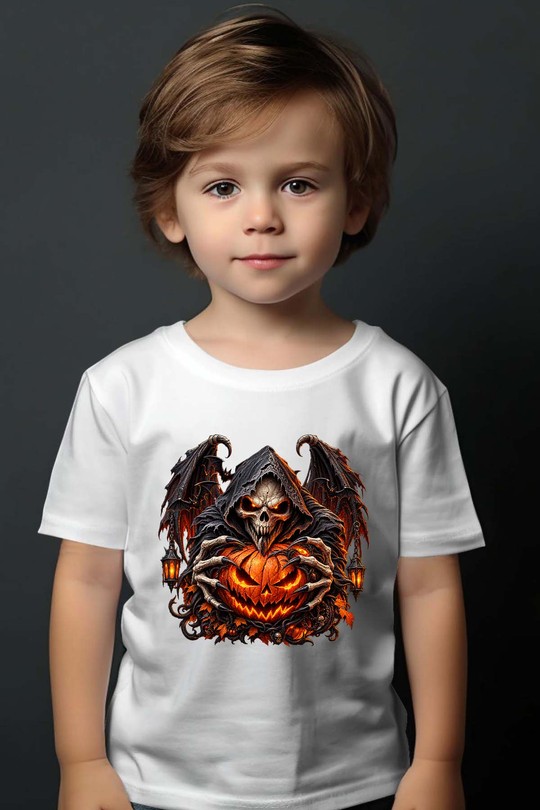 skull fire halloween - Tshirt Garçon-BLANC