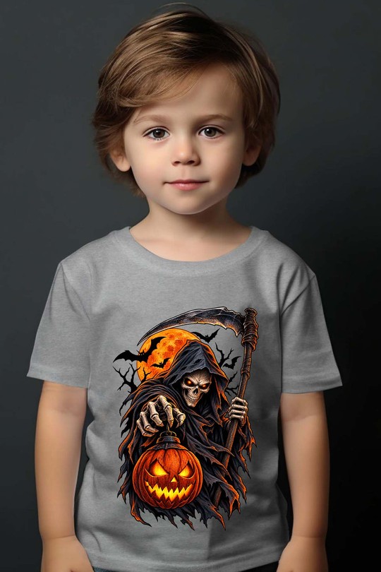 skull light halloween - Tshirt Garçon-GRIS