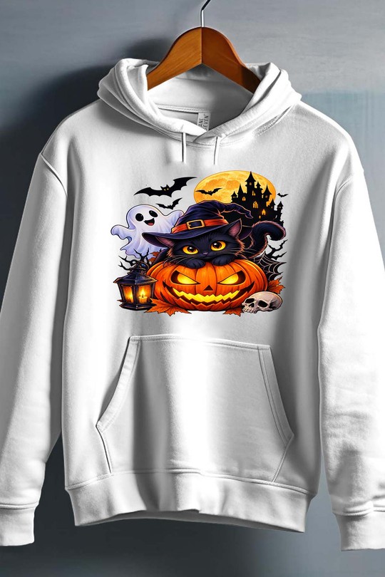 spoky cat halloween - Sweat capuche Homme-BLANC