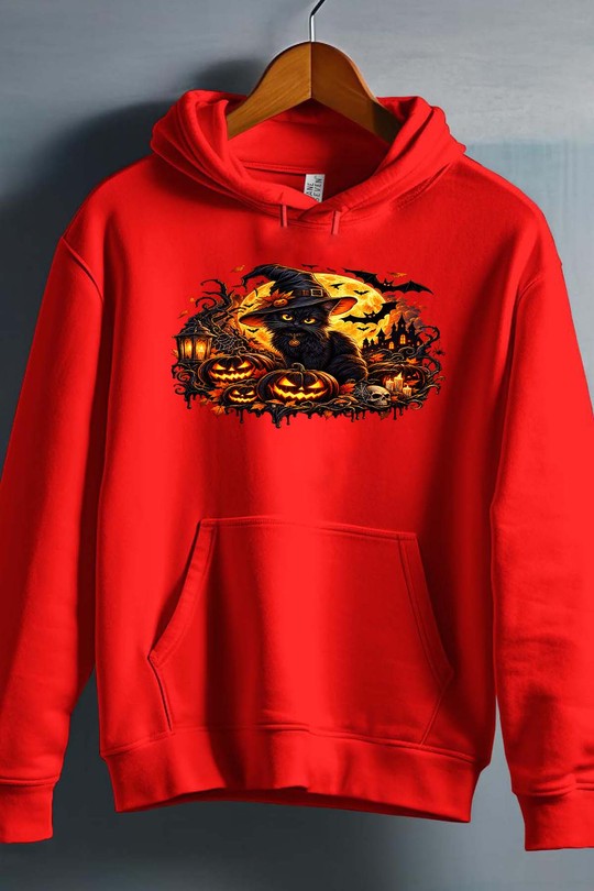 witch cat halloween - Sweat capuche Homme-ROUGE
