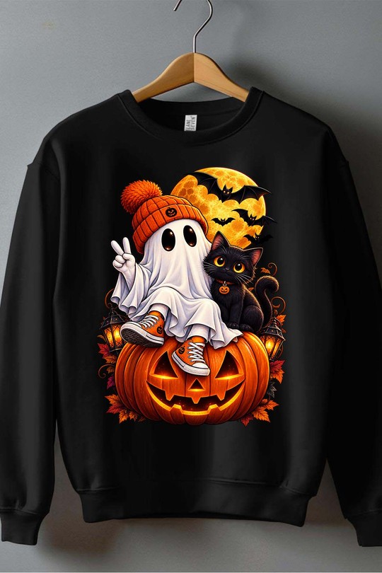 amis spooky halloween - Sweat Col Rond Homme-NOIR