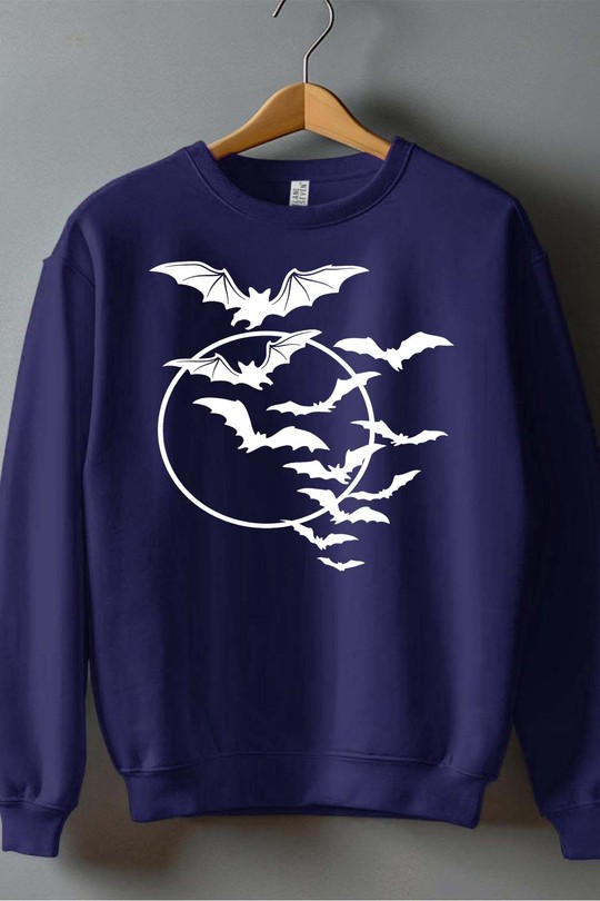 bat moon halloween - Sweat Col Rond Homme-MARINE