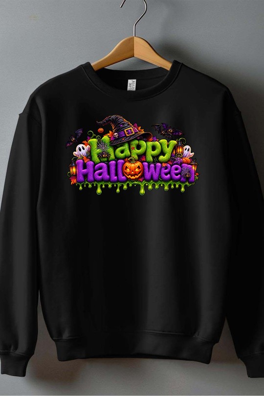 HAPPY HALLOWEEN - Sweat Col Rond Homme-NOIR