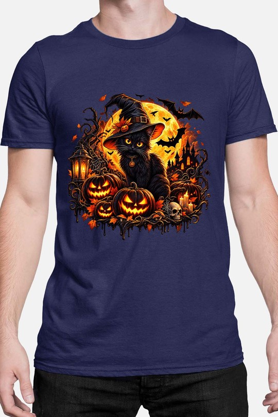 witch cat halloween - Tshirt Homme-MARINE